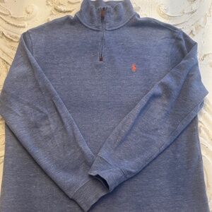 Mens POLO Half Zip Blue Sweater